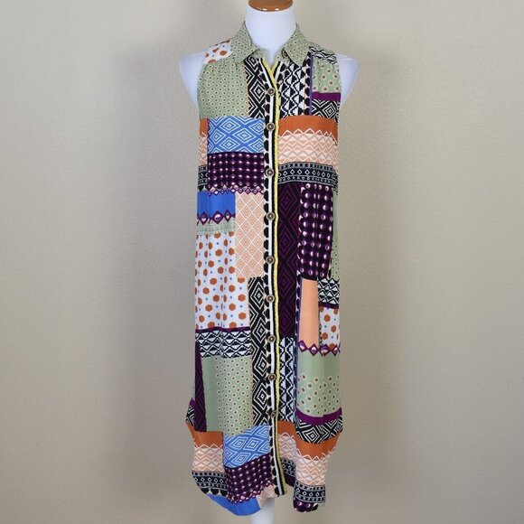 Anthropologie Everyway Shirtdress Patchwork Midi Multi-color Dress - 6 - Picture 5 of 11